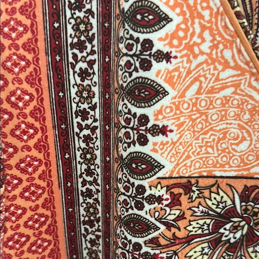 Chico's Women's Red and Orange Patchwork Blouse - Picture 6 of 12